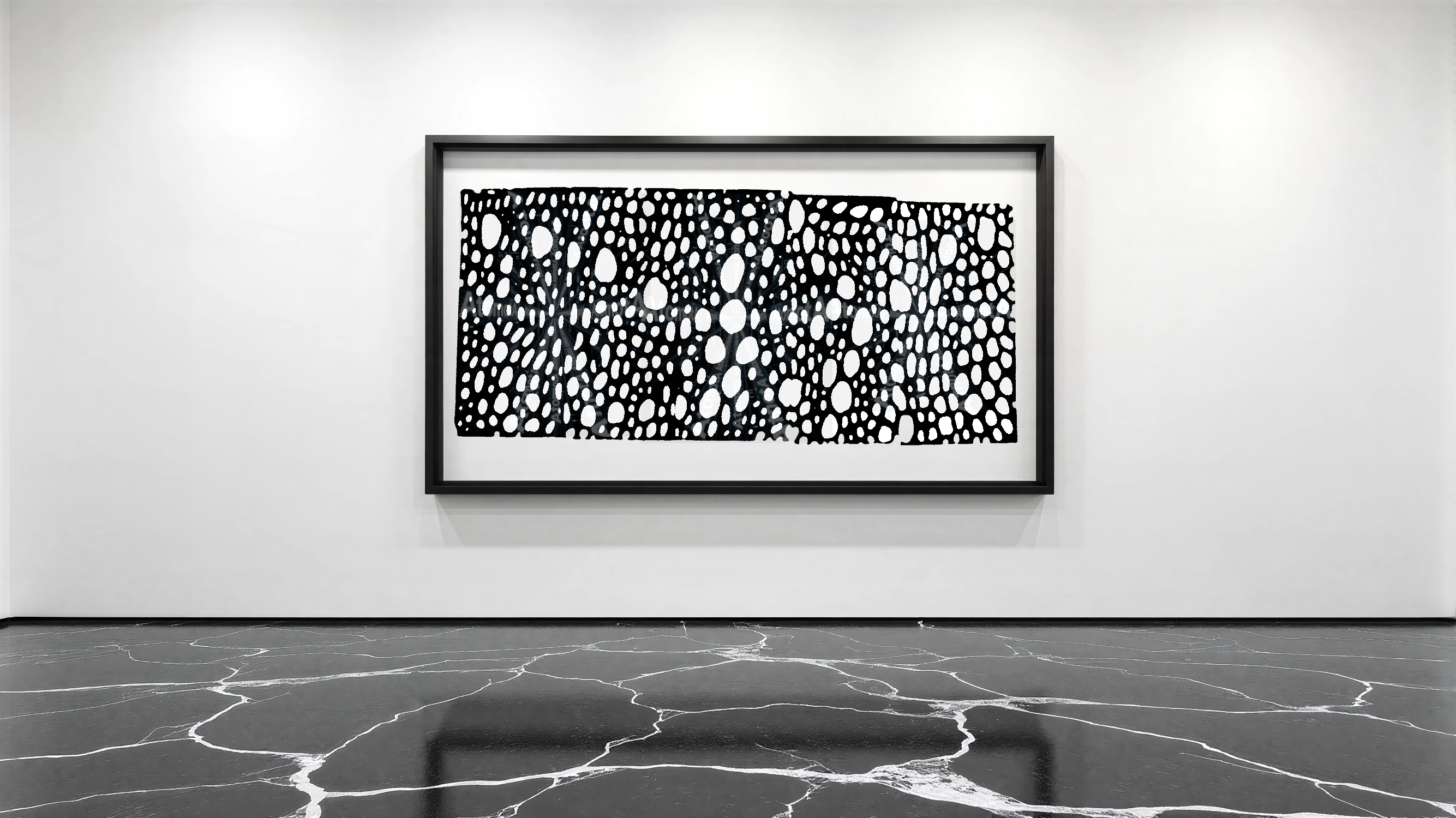 Three vertical black and white art prints by AtomotA (André P. Winter) featuring high-contrast organic mandala structures on textured paper, displayed in TheAtomotA ArtGallery.