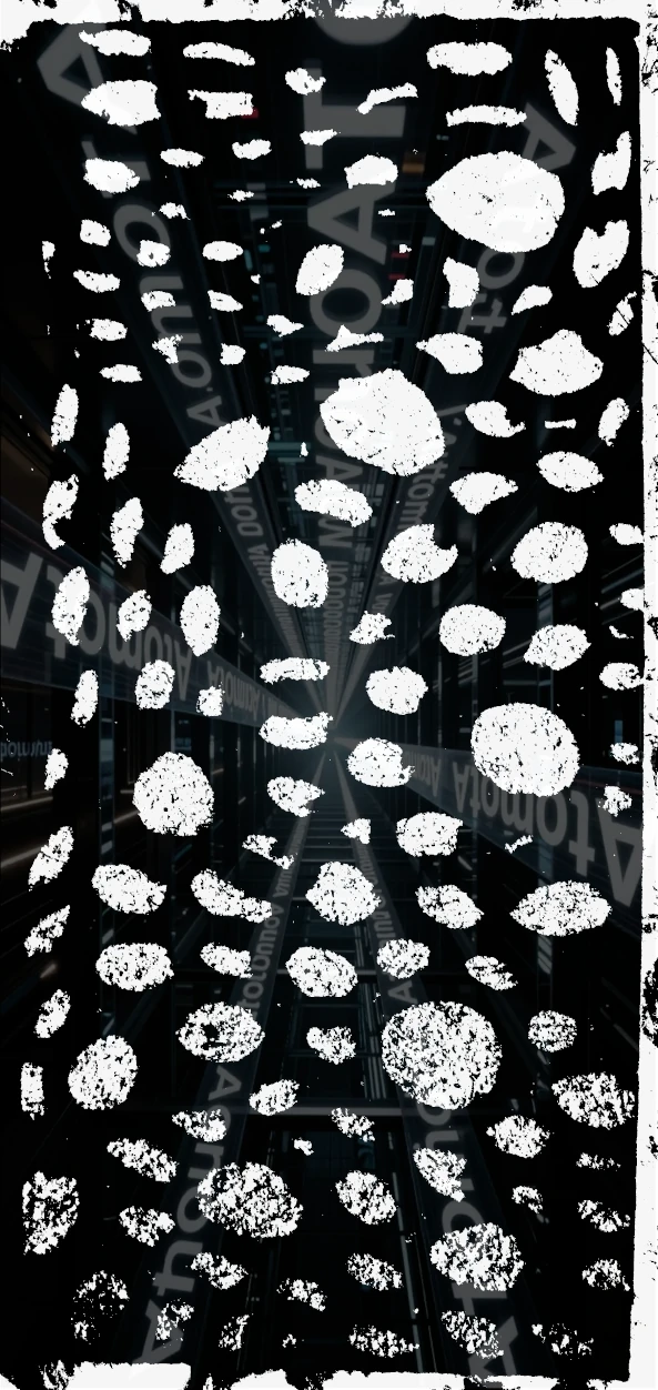 Nr_11, High-contrast pencil drawings on textured cardboard by AtomotA, showing organic cell patterns in black and white