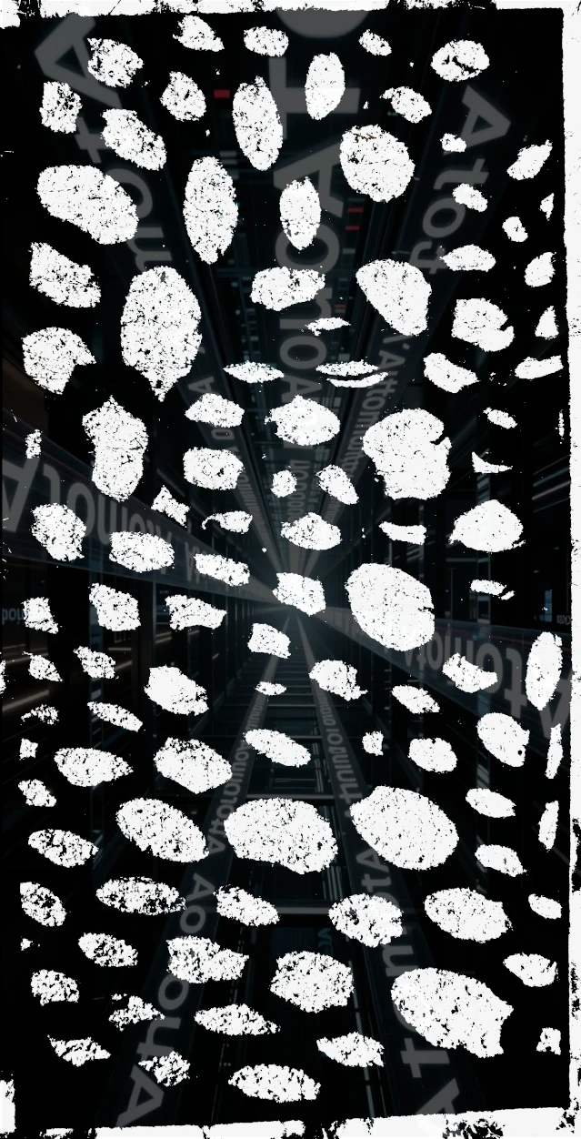Nr_12, High-contrast pencil drawings on textured cardboard by AtomotA, showing organic cell patterns in black and white
