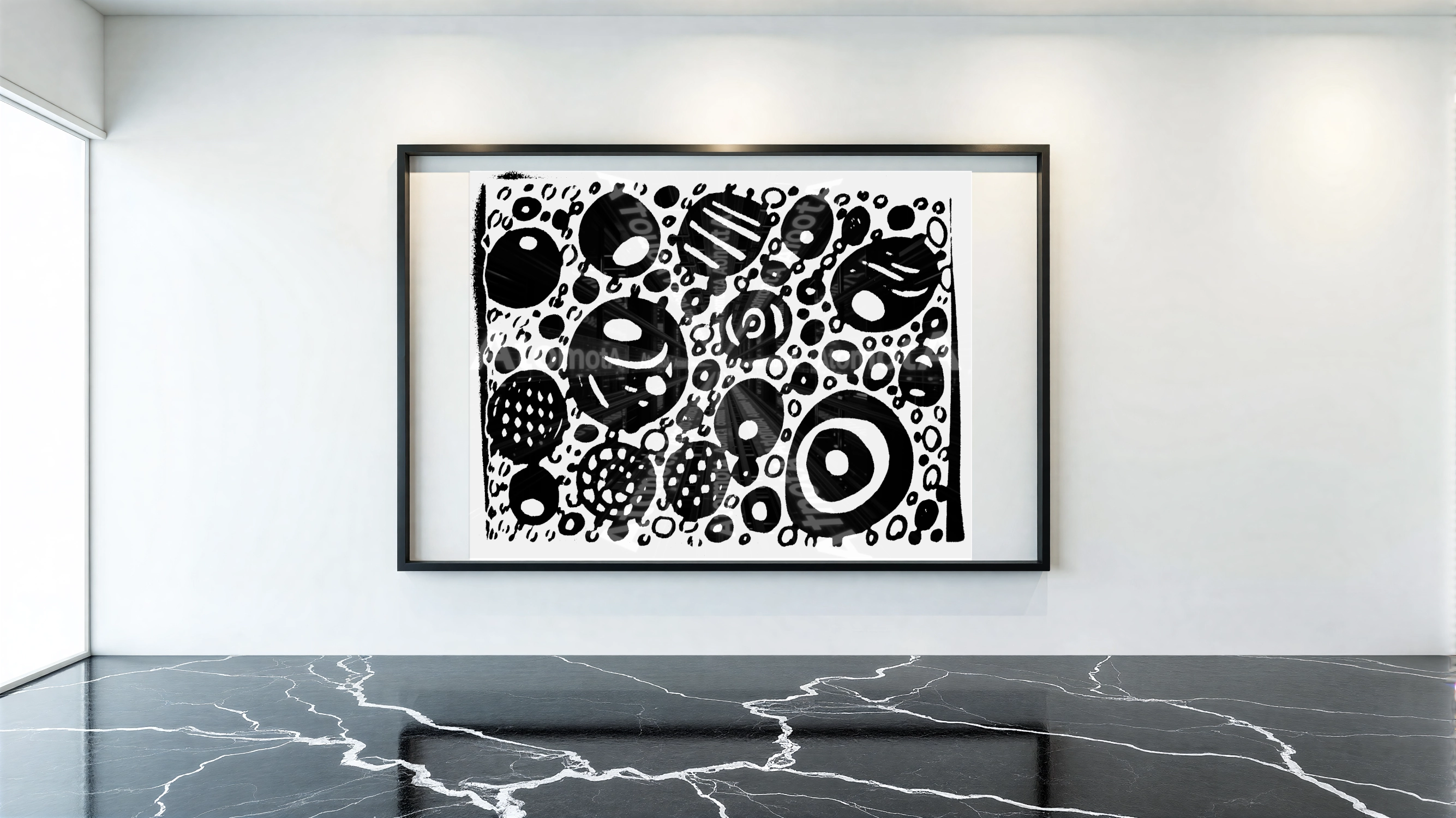 One digitized, hand-drawn black and white sketch by AtomotA (André P. Winter) featuring high-contrast organic mandala structures on textured paper, displayed in TheAtomotA ArtGallery.