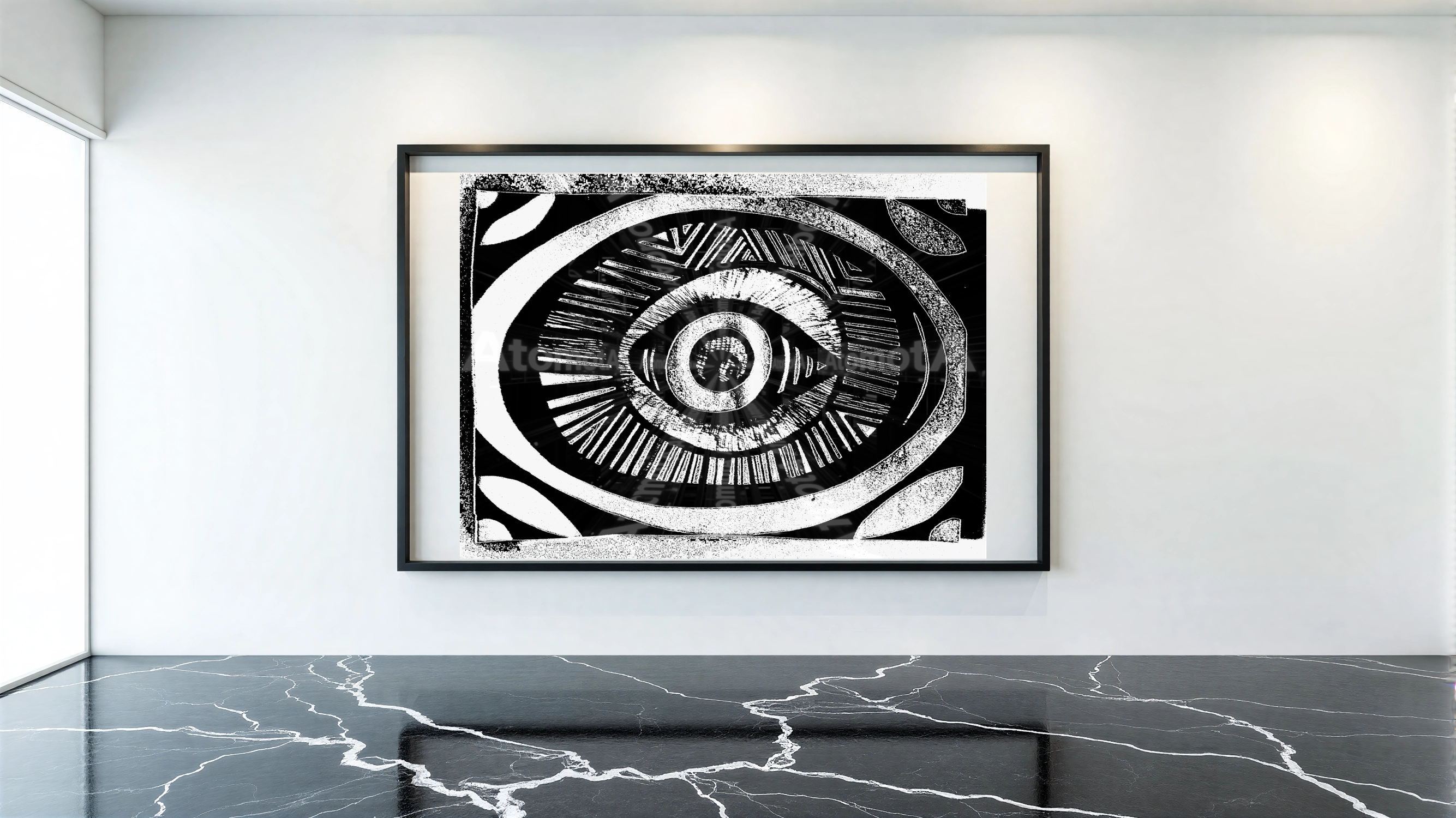 One digitized, hand-drawn black and white sketch by AtomotA (André P. Winter) featuring high-contrast organic mandala structures on textured paper, displayed in TheAtomotA ArtGallery.