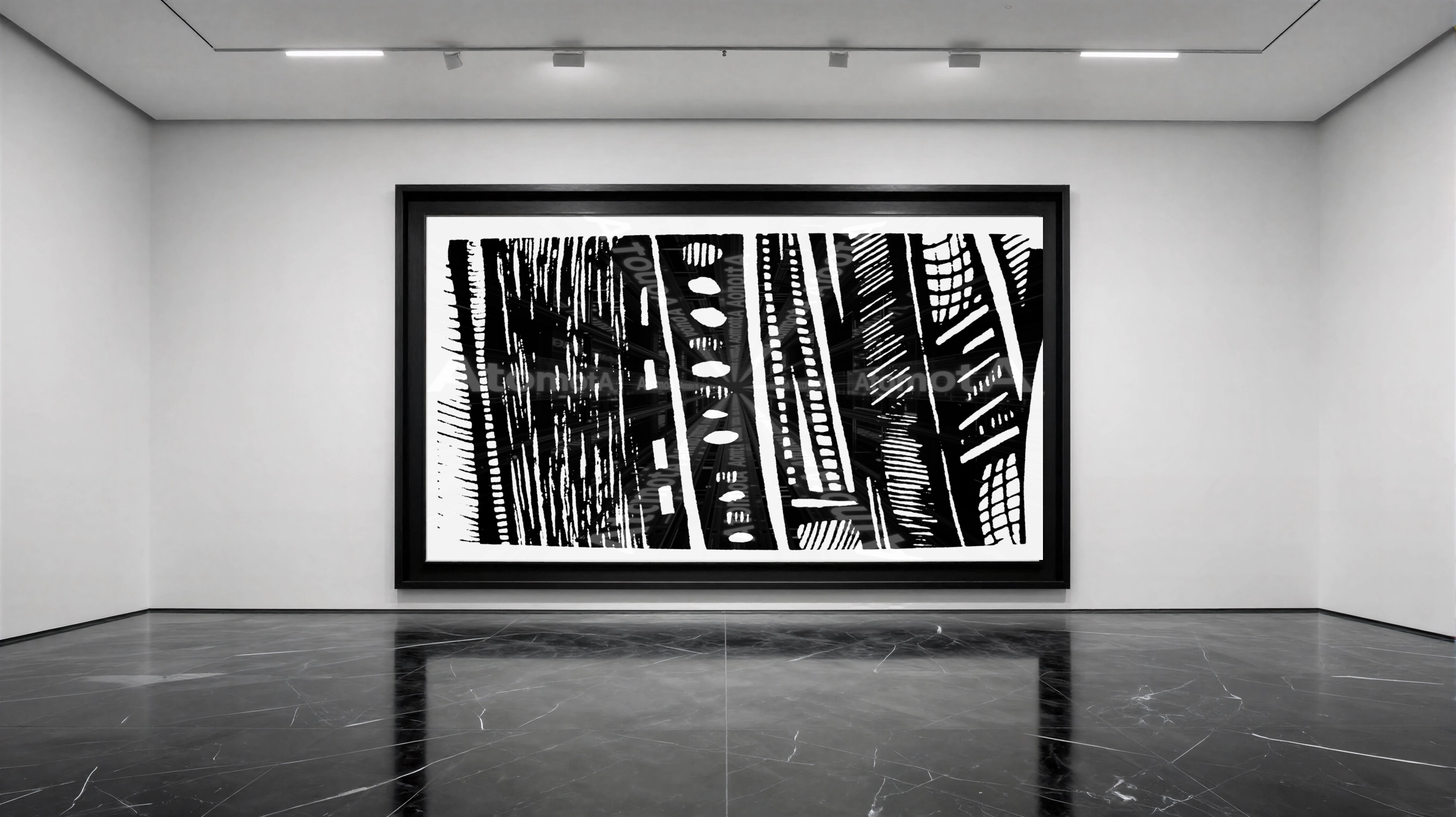 One digitized, hand-drawn black and white sketch by AtomotA (André P. Winter) featuring high-contrast organic mandala structures on textured paper, displayed in TheAtomotA ArtGallery.
